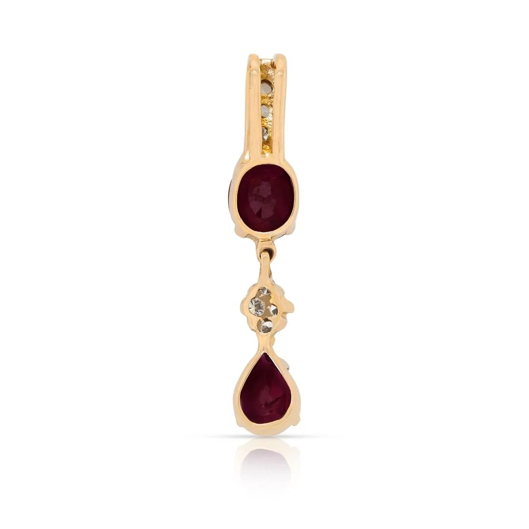 Alluring 0.98ct Ruby & Diamond Pendant in 18K Yellow Gold