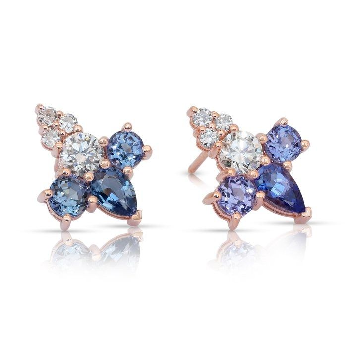 Alluring 3.76ct Tanzanites and Diamonds Earrings in 18k Rose Gold - IGI Certified