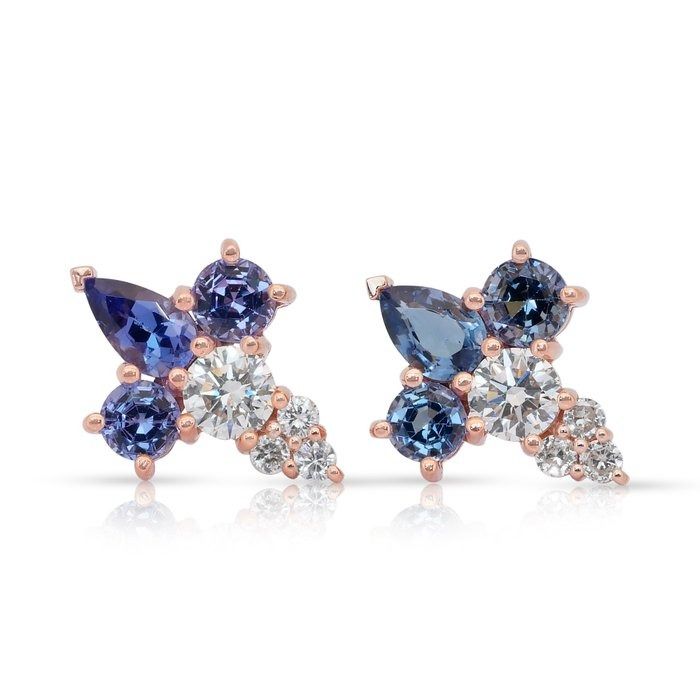 Alluring 3.76ct Tanzanites and Diamonds Earrings in 18k Rose Gold - IGI Certified