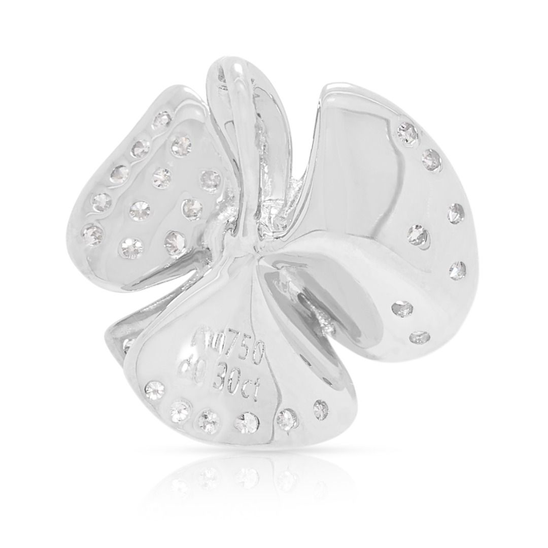 Artistic 0.30ct Natural Diamond Floral Butterfly Pendant in 18k White Gold
