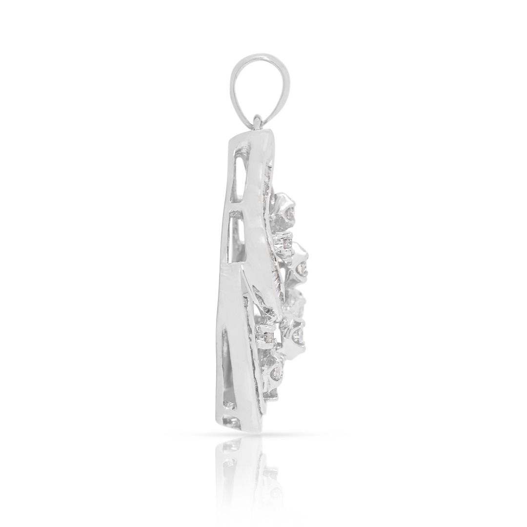 Artistic 0.54ct Natural Diamond Openwork Teardrop Pendant in 18K White Gold (New and Unworn)
