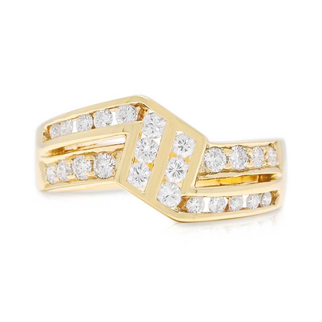 Avant-Garde 0.60ct Natural Diamond Geometric Zig-Zag Ring in 18K Yellow Gold