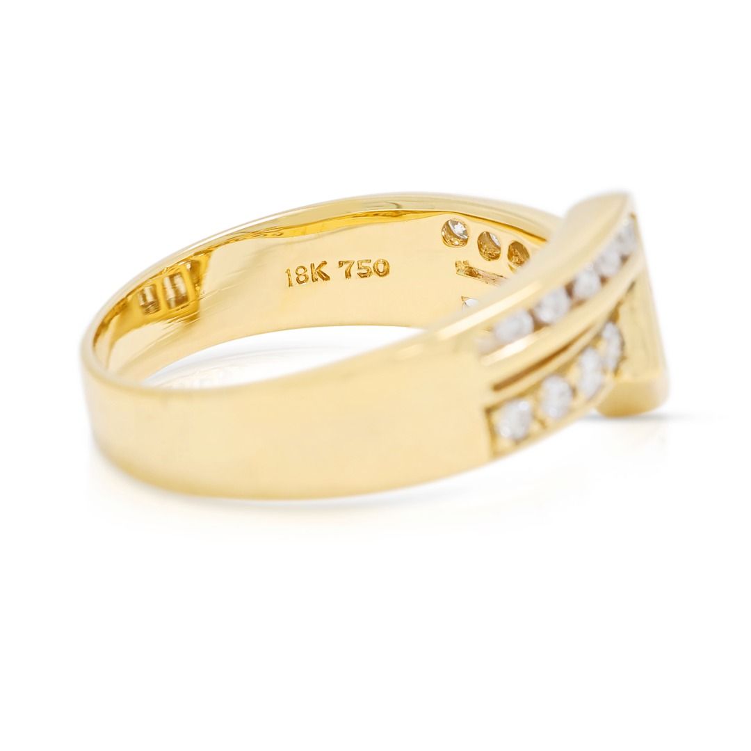 Avant-Garde 0.60ct Natural Diamond Geometric Zig-Zag Ring in 18K Yellow Gold