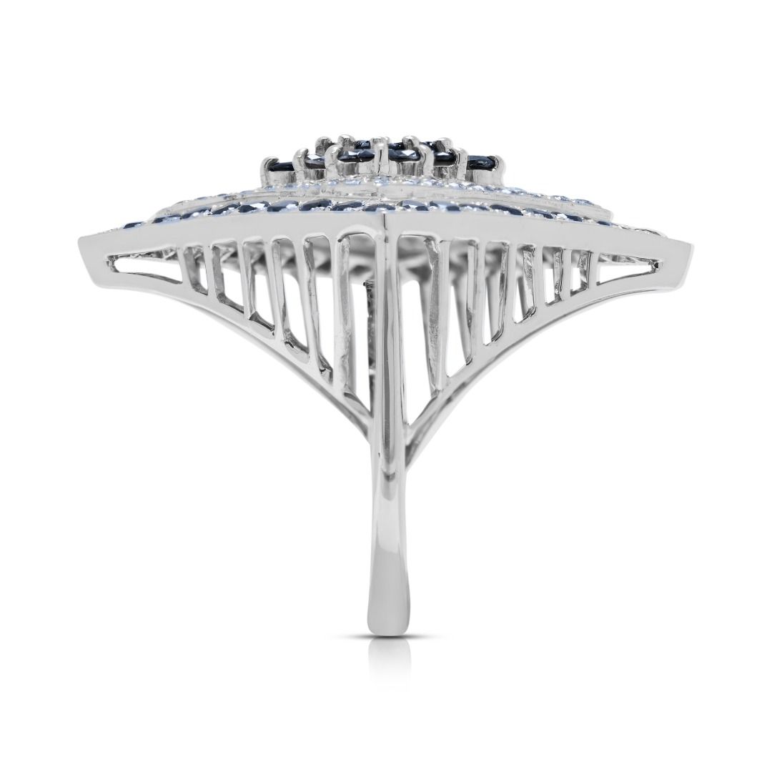 Avant-Garde 2.37ct Black and White Diamond Rhombus 18k White Gold Ring