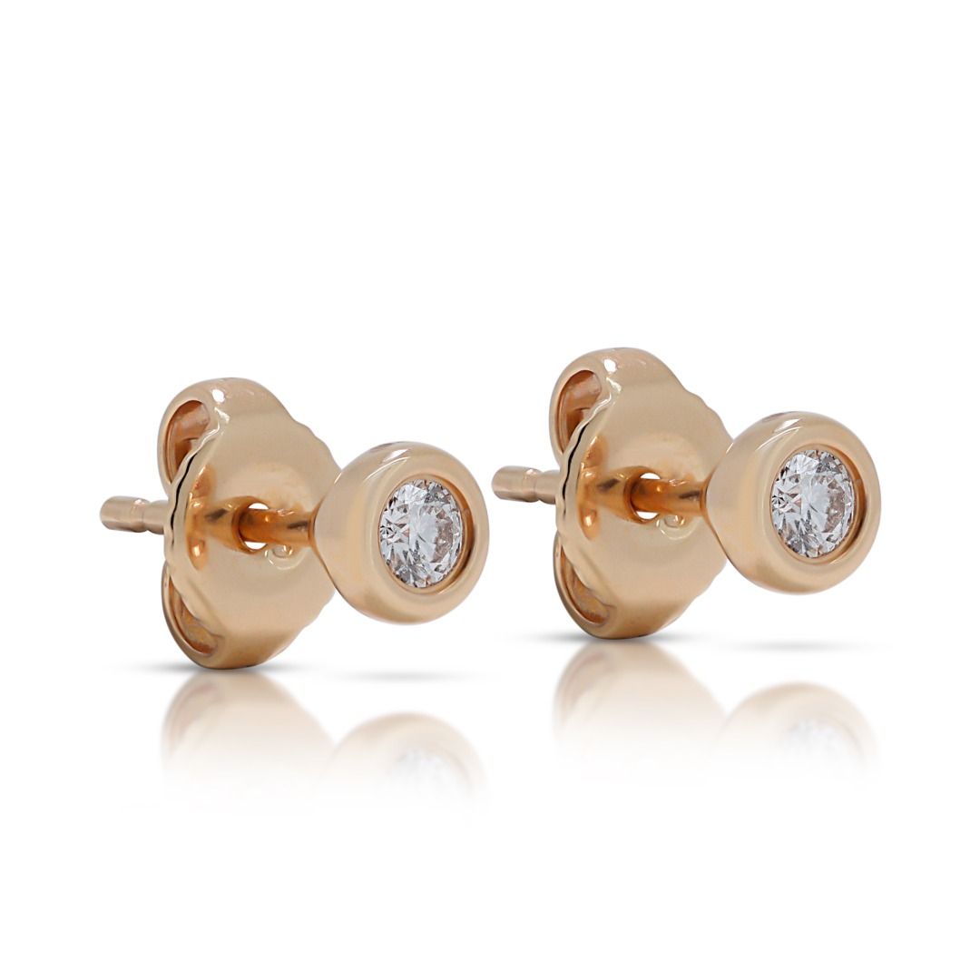 Beautiful 0.07ct Natural Diamond Stud Earrings in 18K Yellow Gold