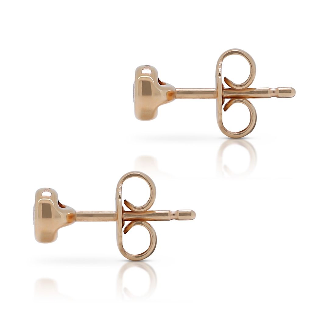 Beautiful 0.07ct Natural Diamond Stud Earrings in 18K Yellow Gold