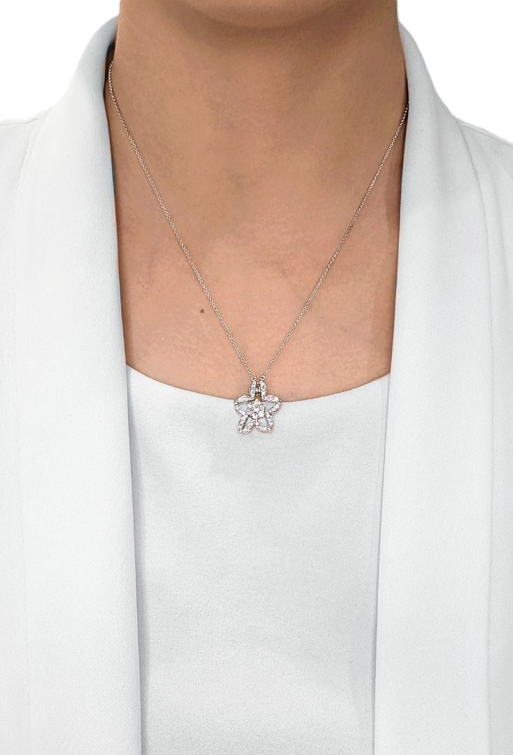 Blooming 0.47ct Diamond Bloom Necklace in 18K White Gold (2-in-1 Design)