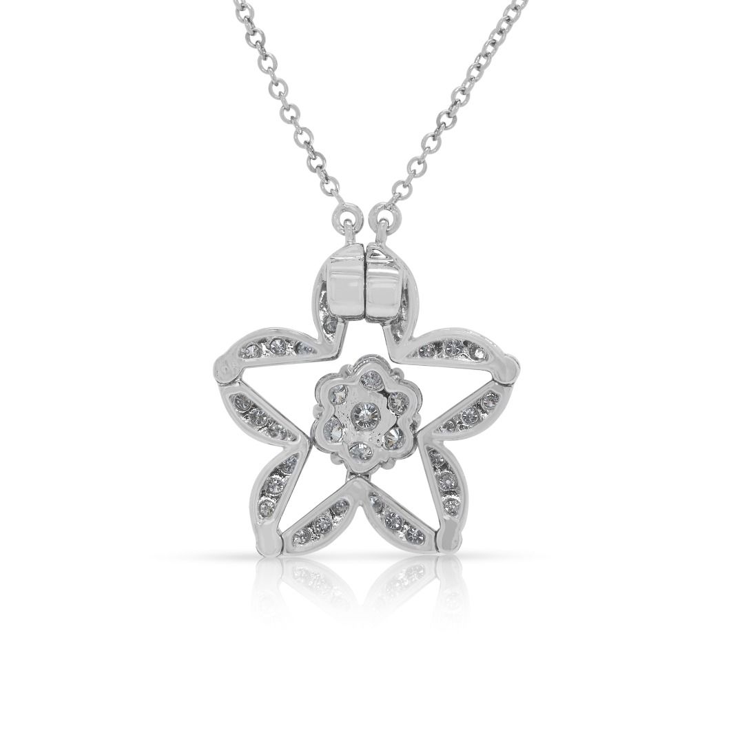 Blooming 0.47ct Diamond Bloom Necklace in 18K White Gold (2-in-1 Design)