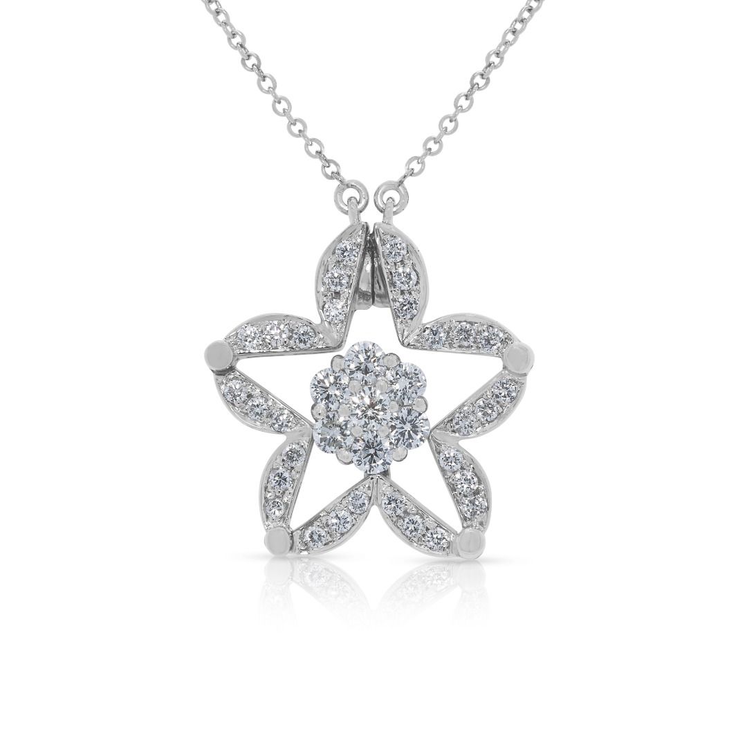Blooming 0.47ct Diamond Bloom Necklace in 18K White Gold (2-in-1 Design)