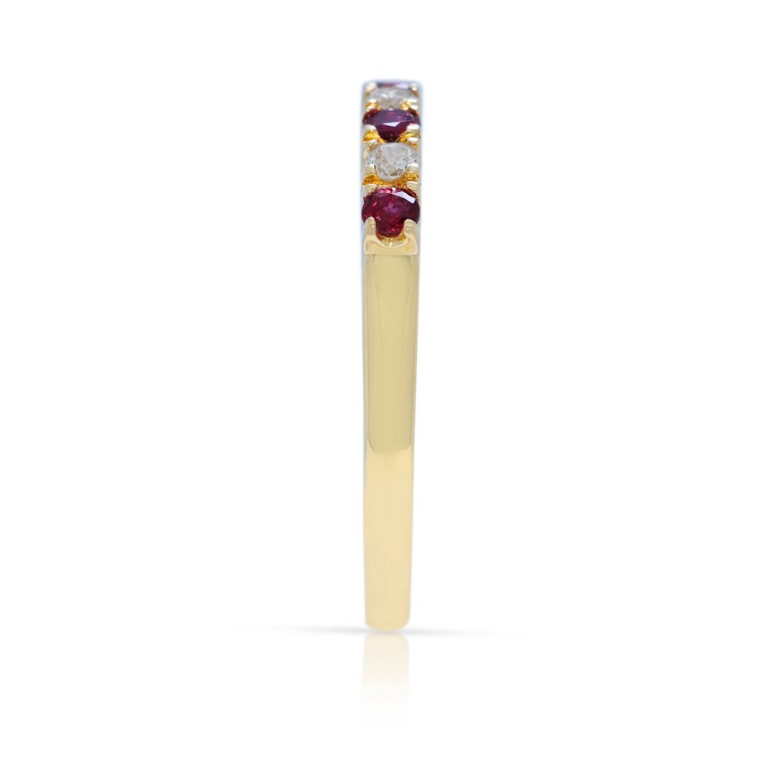 Bold 0.37ct Ruby & Diamond Band in 18K Yellow Gold