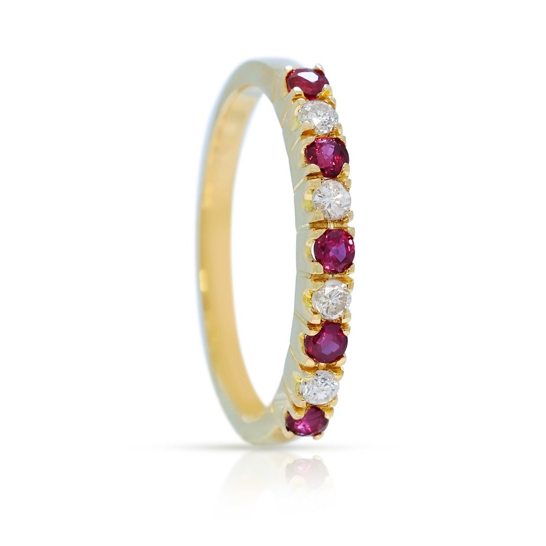 Bold 0.37ct Ruby & Diamond Band in 18K Yellow Gold