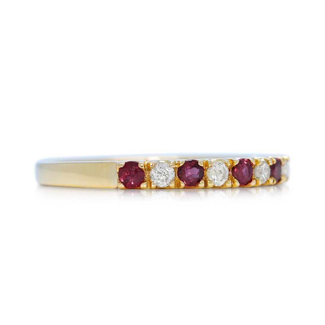 Bold 0.37ct Ruby & Diamond Band in 18K Yellow Gold