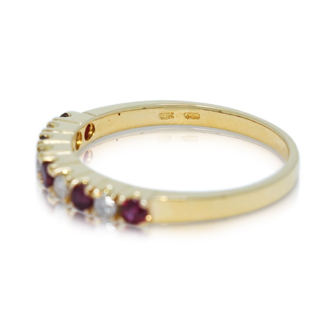 Bold 0.37ct Ruby & Diamond Band in 18K Yellow Gold