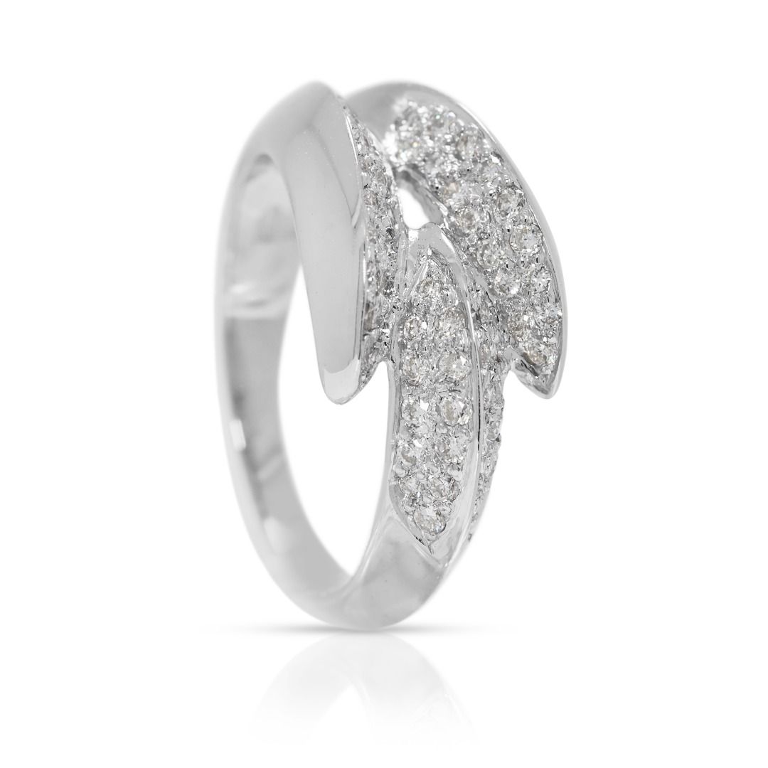 Bold 0.56ct Natural Diamond Statement Ring in 18K White Gold (New)