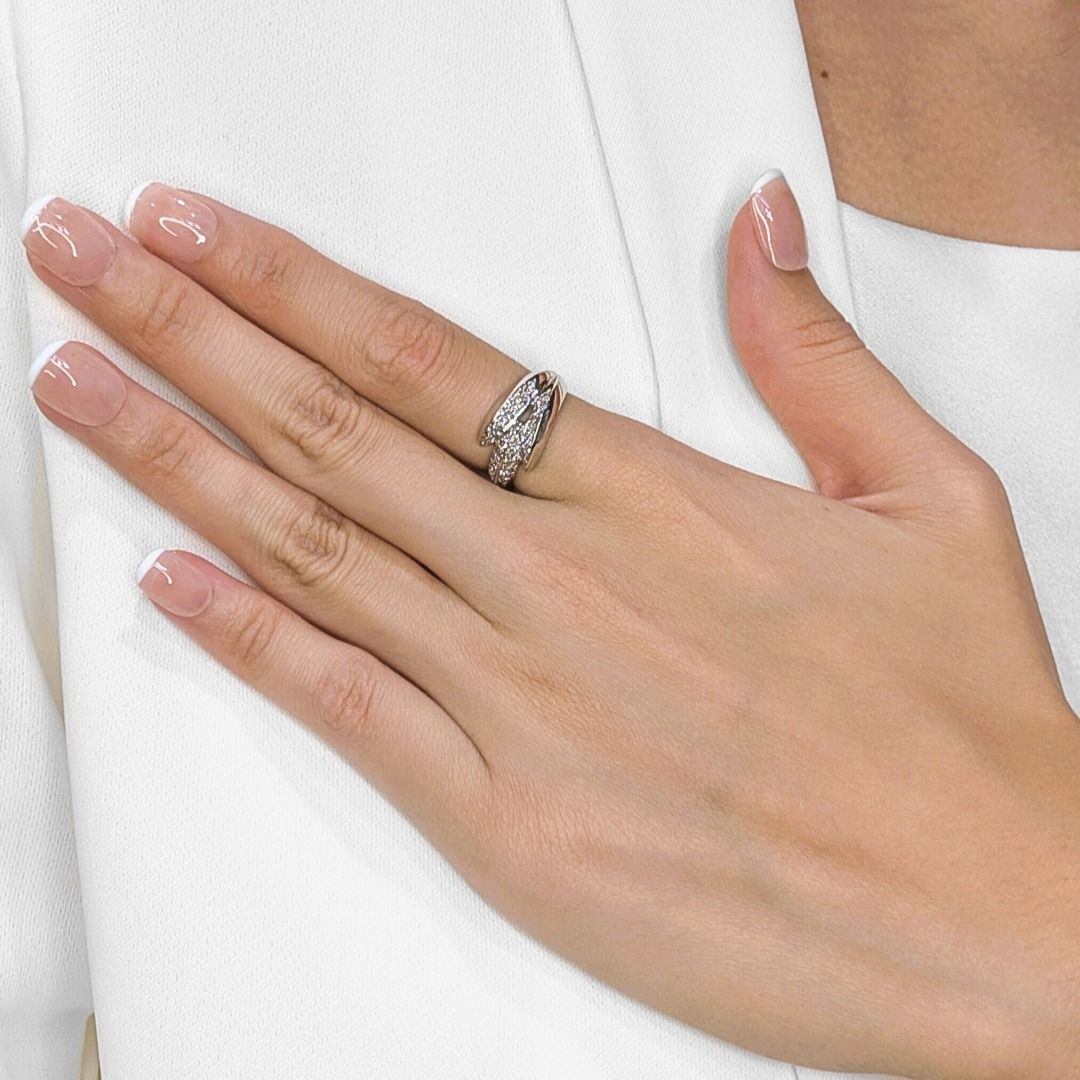 Bold 0.56ct Natural Diamond Statement Ring in 18K White Gold (New)