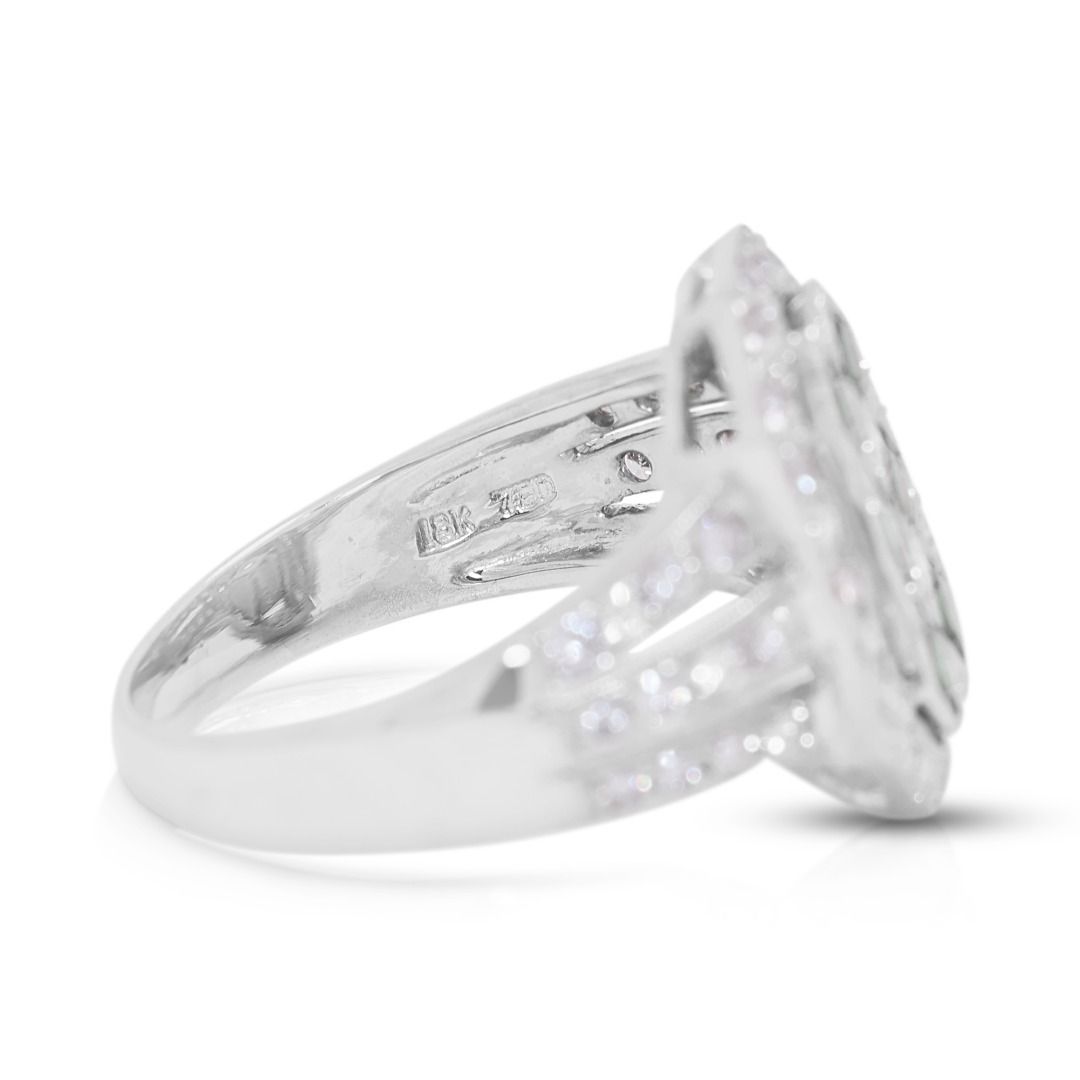 Bold 0.88ct Tsavorite & Diamond Ring in 18K White Gold