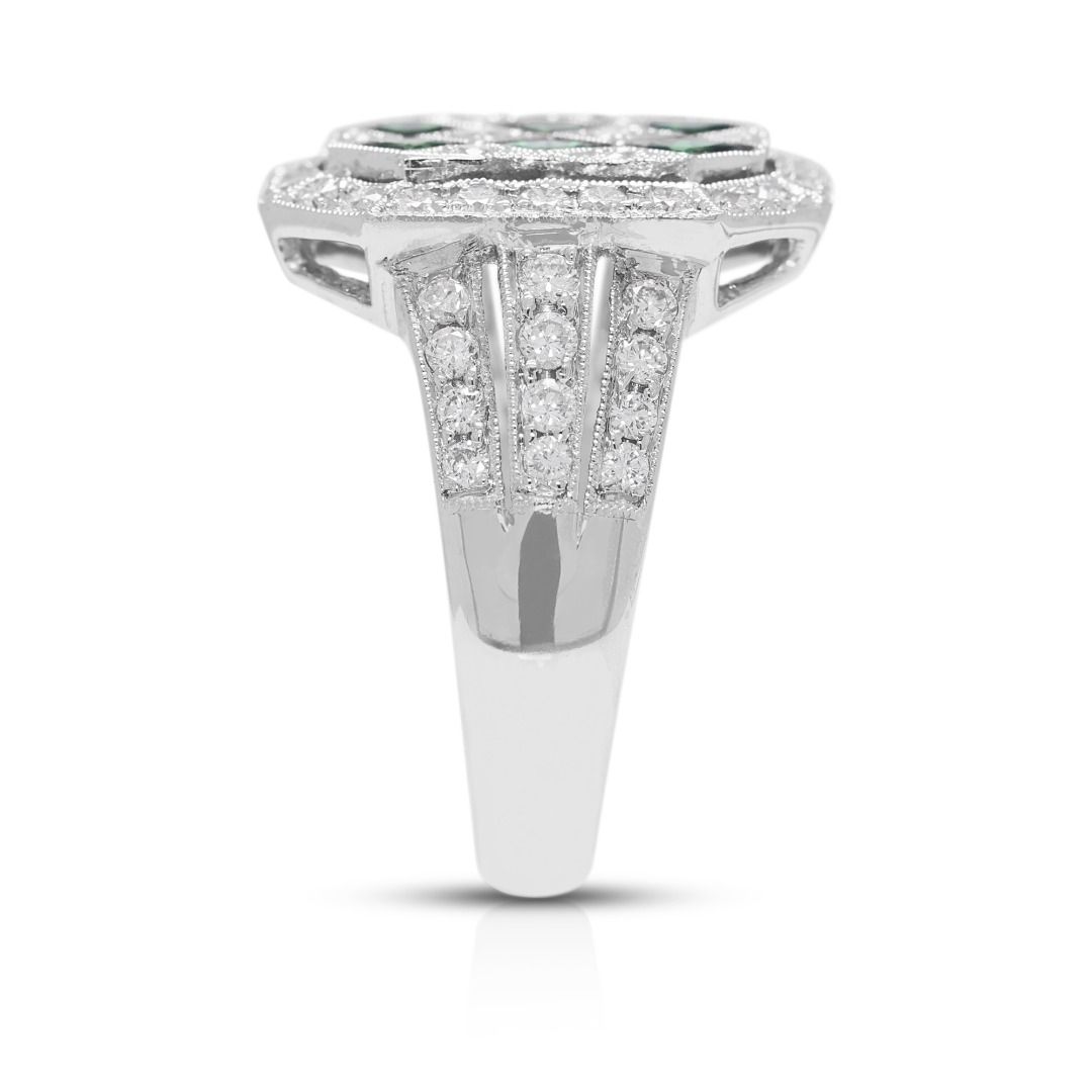 Bold 0.88ct Tsavorite & Diamond Ring in 18K White Gold