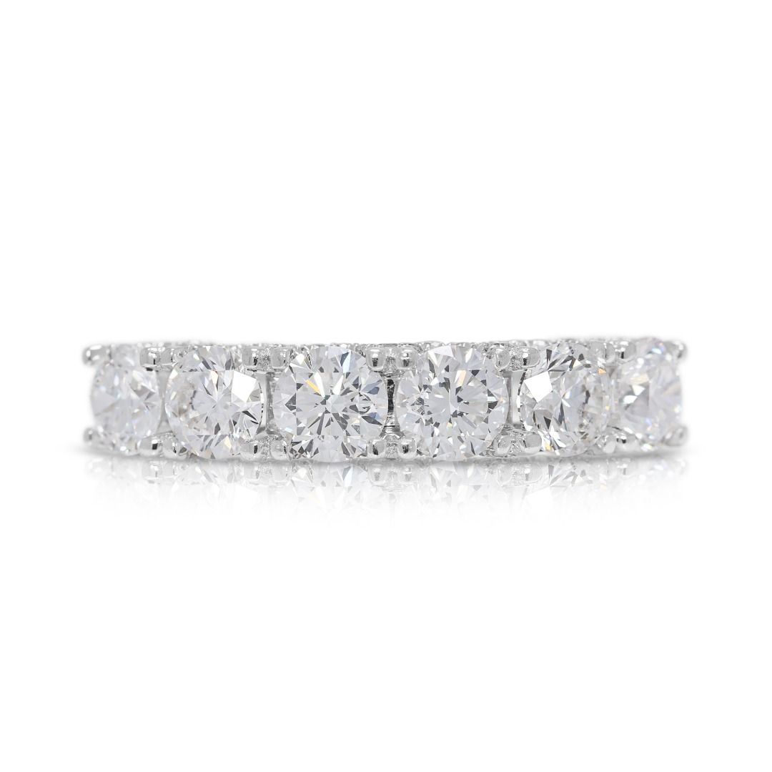 Breathtaking 1.92ct Natural Diamond Six-Stone 18K White Gold Ring