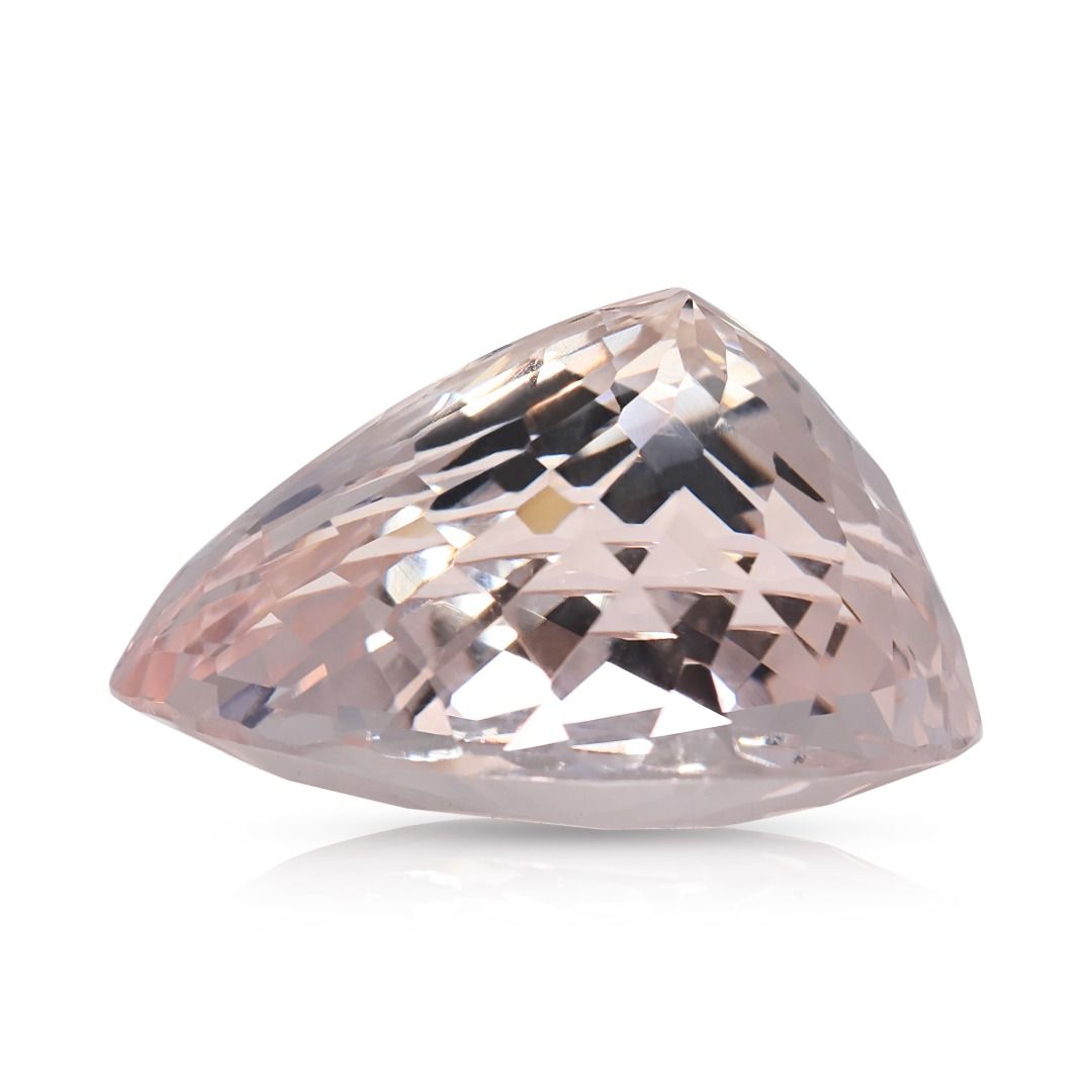 Breathtaking 32.62ct Light Pink Morganite Pear-Shaped Loose Gemstone