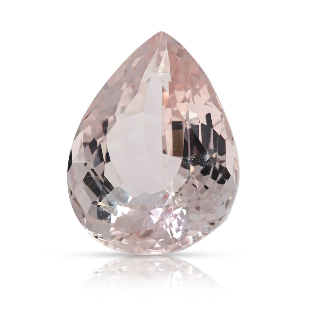 Breathtaking 32.62ct Light Pink Morganite Pear-Shaped Loose Gemstone