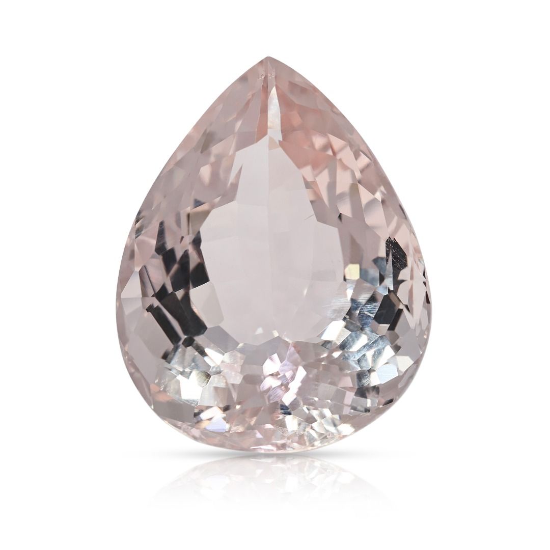 Breathtaking 32.62ct Light Pink Morganite Pear-Shaped Loose Gemstone