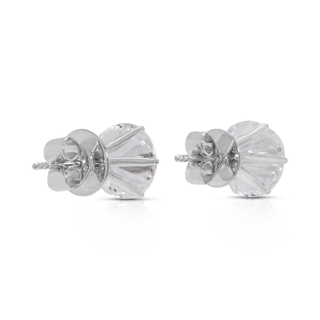 Breathtaking 6.02ct Natural Diamond Solitaire Stud Earrings in 18k White Gold - GIA Certified