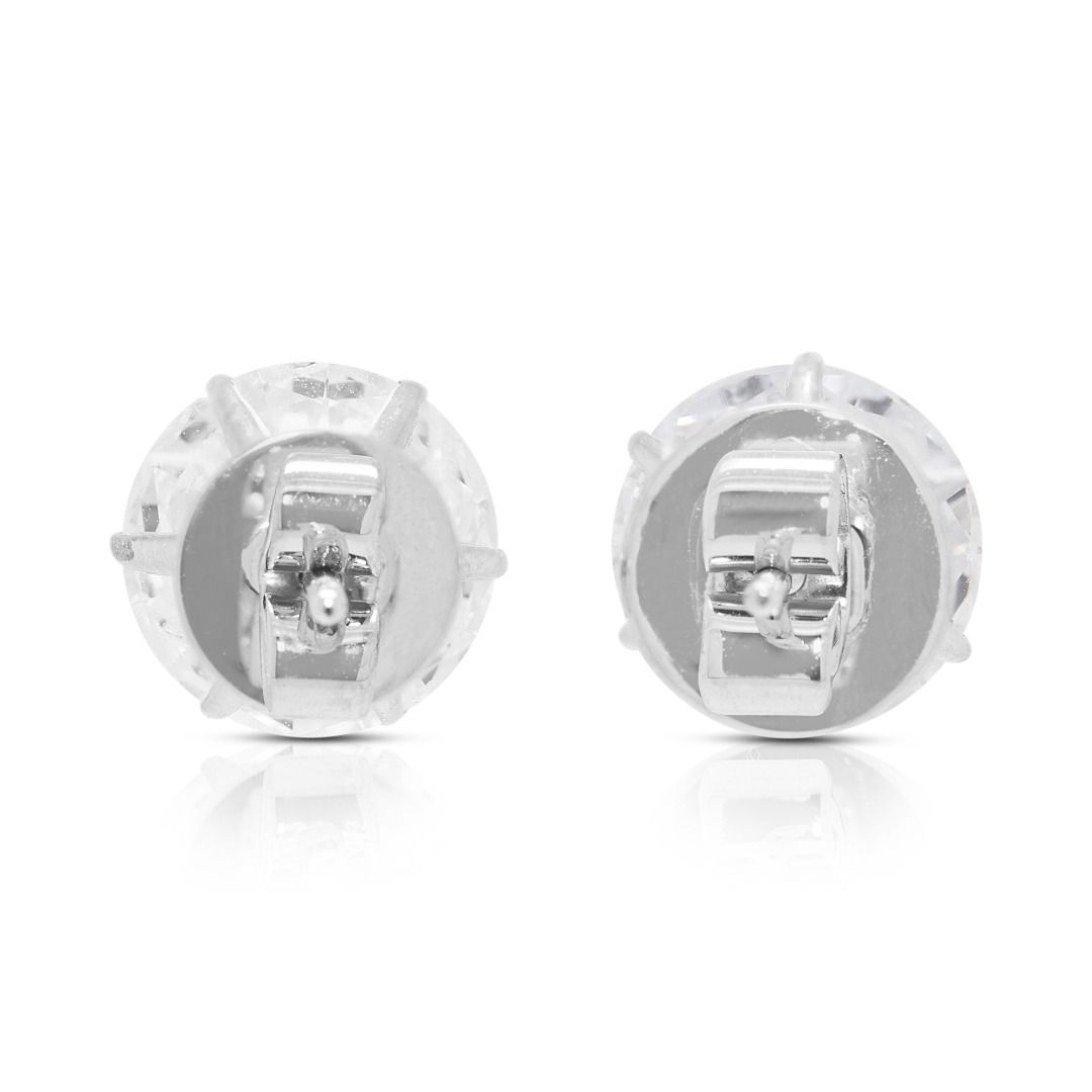 Breathtaking 6.02ct Natural Diamond Solitaire Stud Earrings in 18k White Gold - GIA Certified