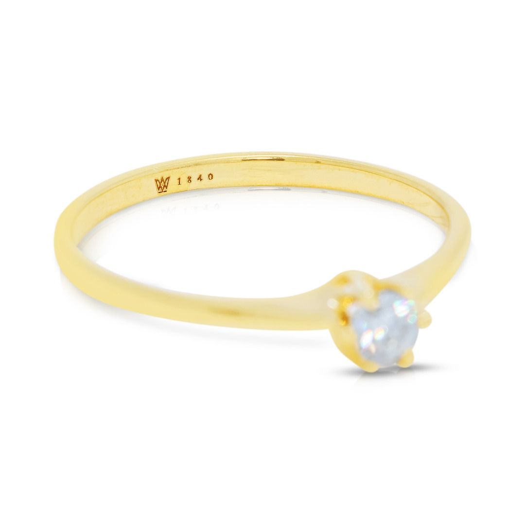 Brilliant 0.15ct Diamond Solitaire Ring in 14K Yellow Gold (New-Unworn)