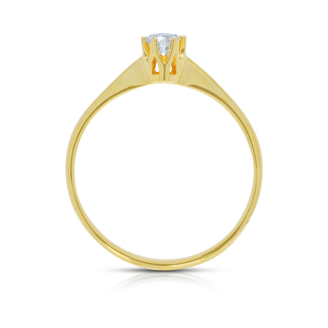 Brilliant 0.15ct Diamond Solitaire Ring in 14K Yellow Gold (New-Unworn)