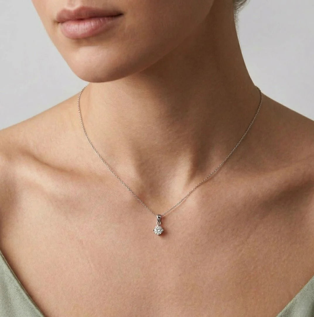 Brilliant 0.48ct Diamond Solitaire Pendant in 18K White Gold – GIA Certified