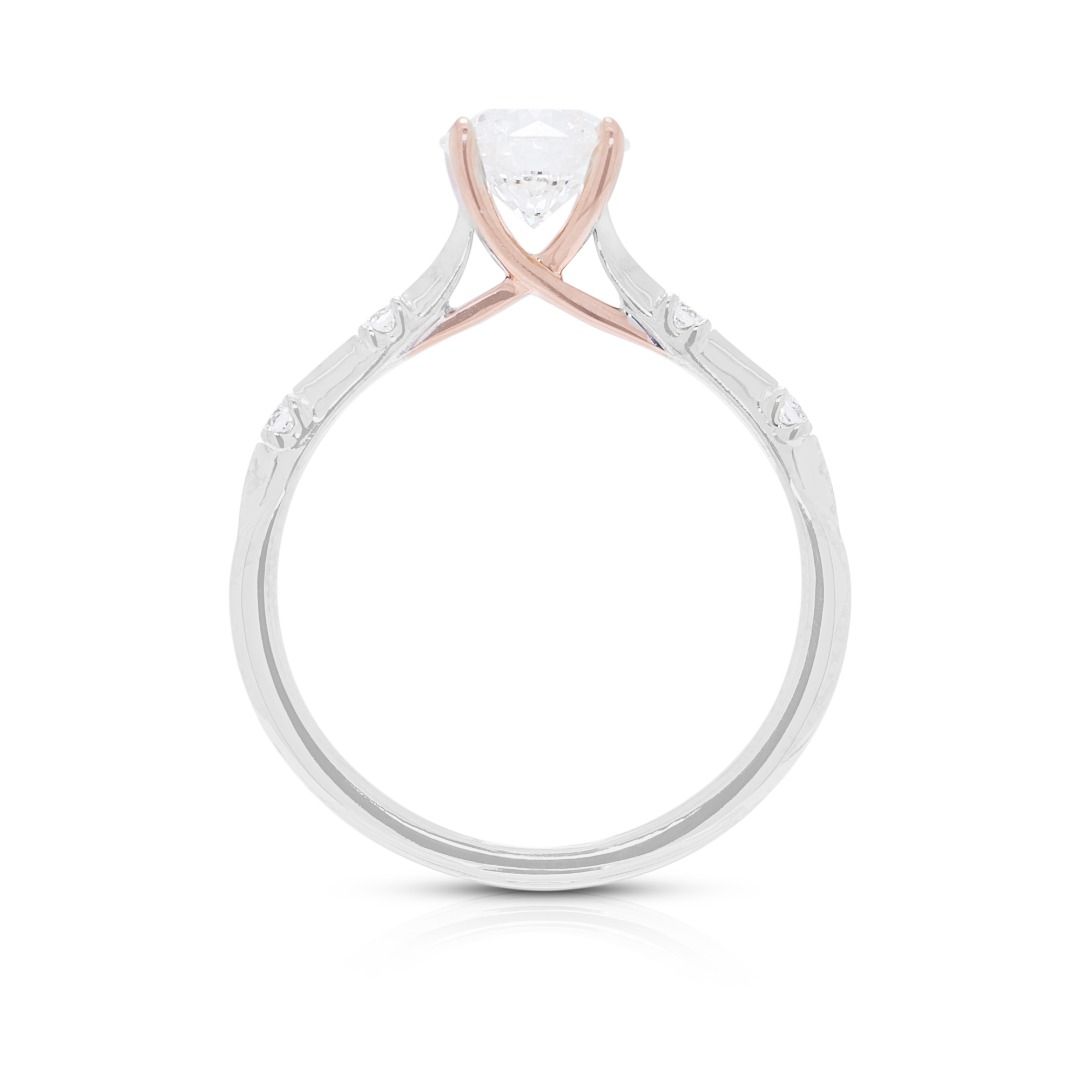 Brilliant 0.79ct Diamond Jann Paul Engagement Ring in 18K Two-Toned Gold - AGS Certified