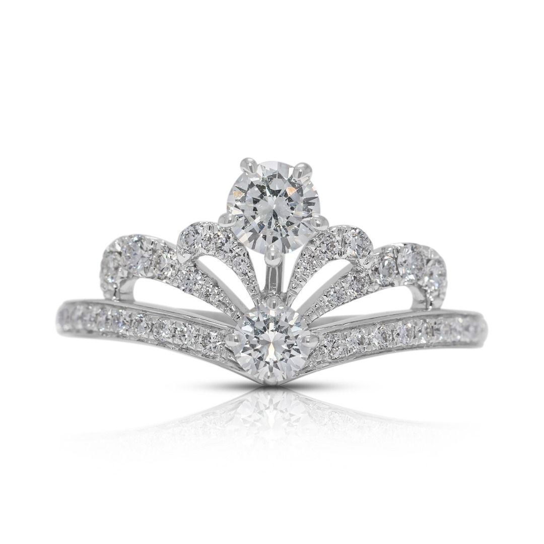 Brilliant 0.83ct Natural Diamond Cluster 18K White Gold Ring