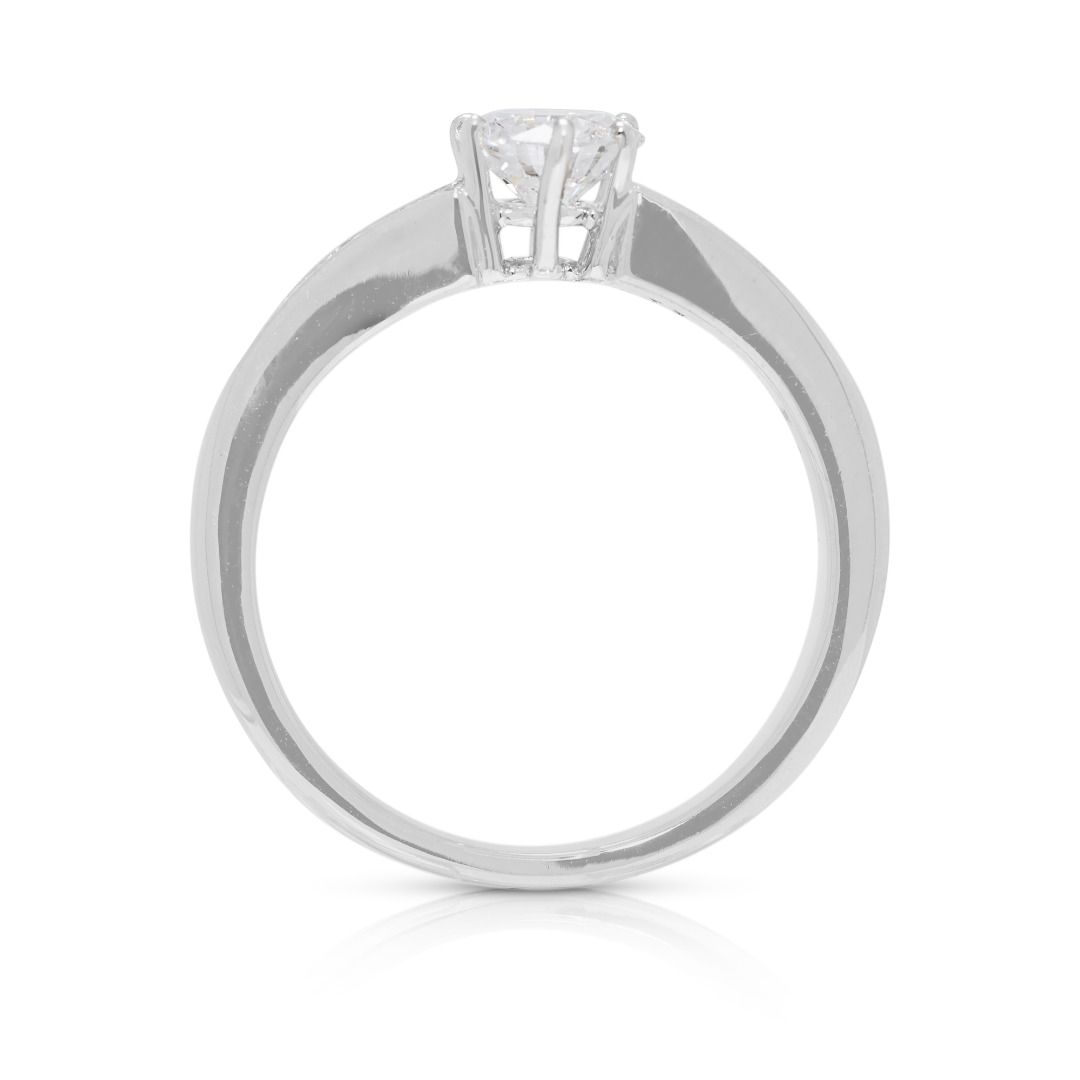 Brilliant 0.90ct Natural Diamond Pave Engagement Ring in 18K White Gold