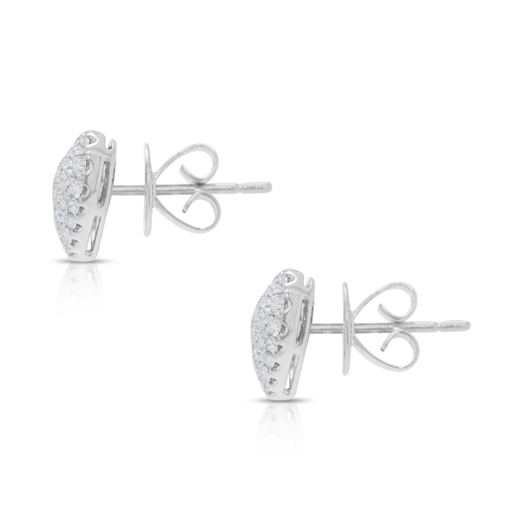Brilliant 0.99ct Natural Diamond Heart Earrings in 18K White Gold