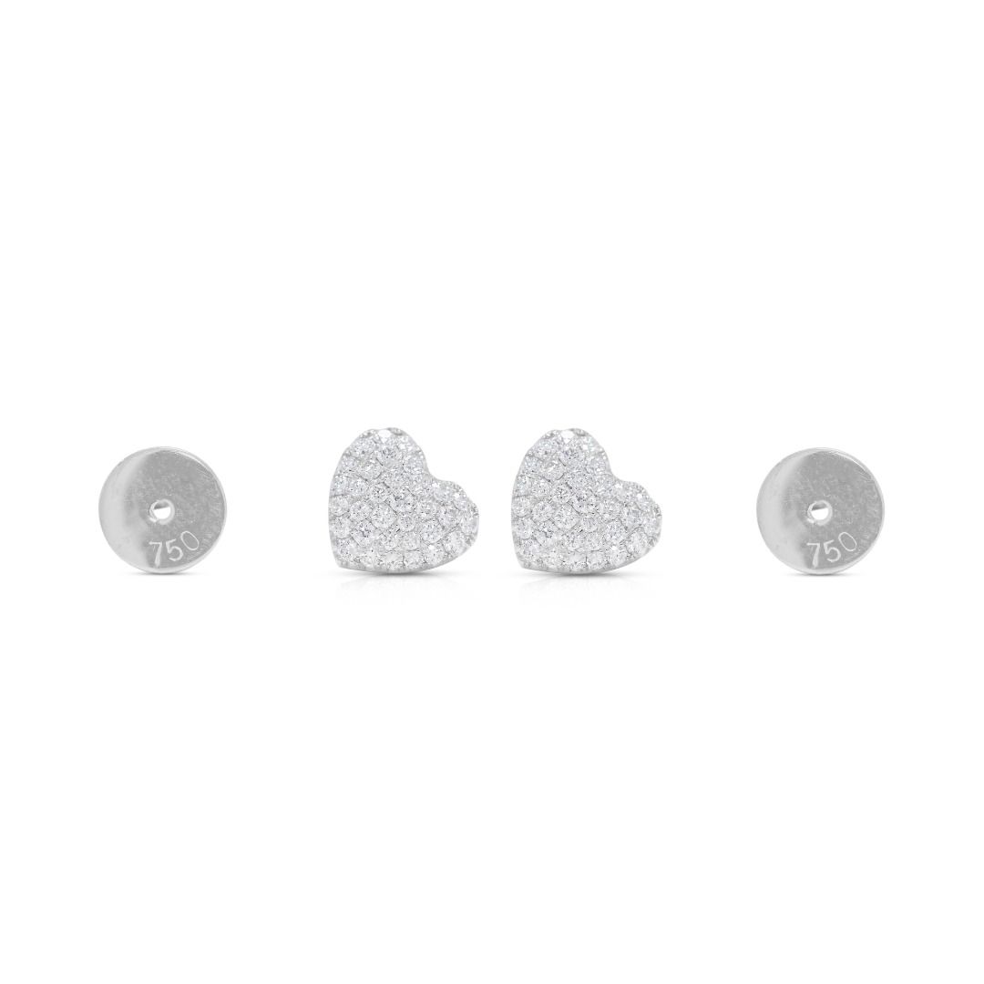 Brilliant 0.99ct Natural Diamond Heart Earrings in 18K White Gold