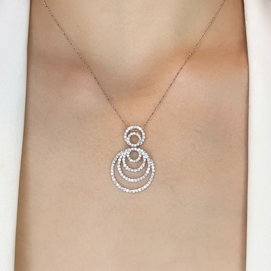 Brilliant 1.21ct Natural Diamonds Pendant in 18K White Gold