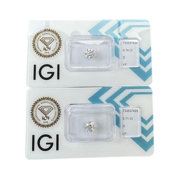 Brilliant 1.45ct Natural Pair of Round-Shaped Diamonds - IGI Certified
