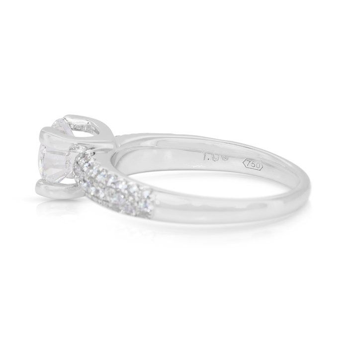 Brilliant 1.75ct Diamonds Pave Ring in 18k White Gold - IGI Certified