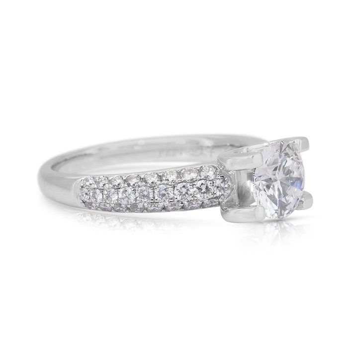 Brilliant 1.75ct Diamonds Pave Ring in 18k White Gold - IGI Certified