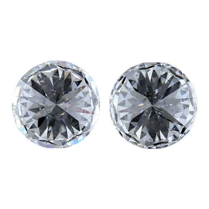 Brilliant 2.04ct Triple Excellent Ideal Cut Pair of Round-Shaped Diamonds - GIA Certified