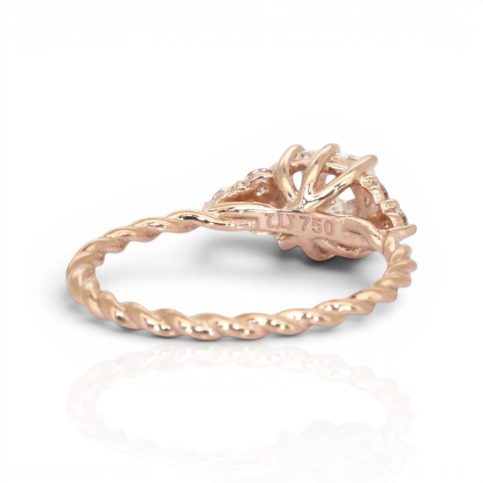 1.75 Carats IGI Certified Natural Diamond 18K Rose Gold 7-Stone Ring