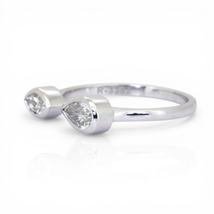 0.70 Carats GCI Certified Natural Diamond 14K White Gold 2-Stone Ring