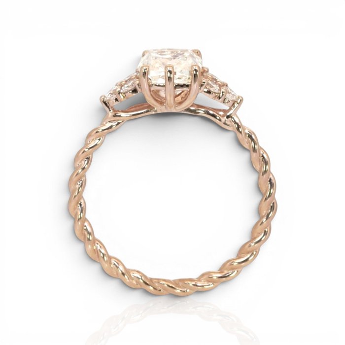 1.75 Carats IGI Certified Natural Diamond 18K Rose Gold 7-Stone Ring