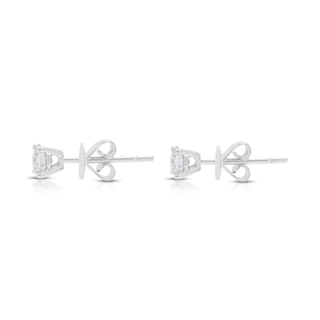 Canary 0.62ct Natural Diamond Stud Earrings in 18K White Gold ((New) - GIA Certified