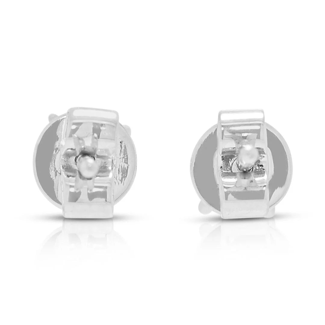 Canary 0.62ct Natural Diamond Stud Earrings in 18K White Gold ((New) - GIA Certified