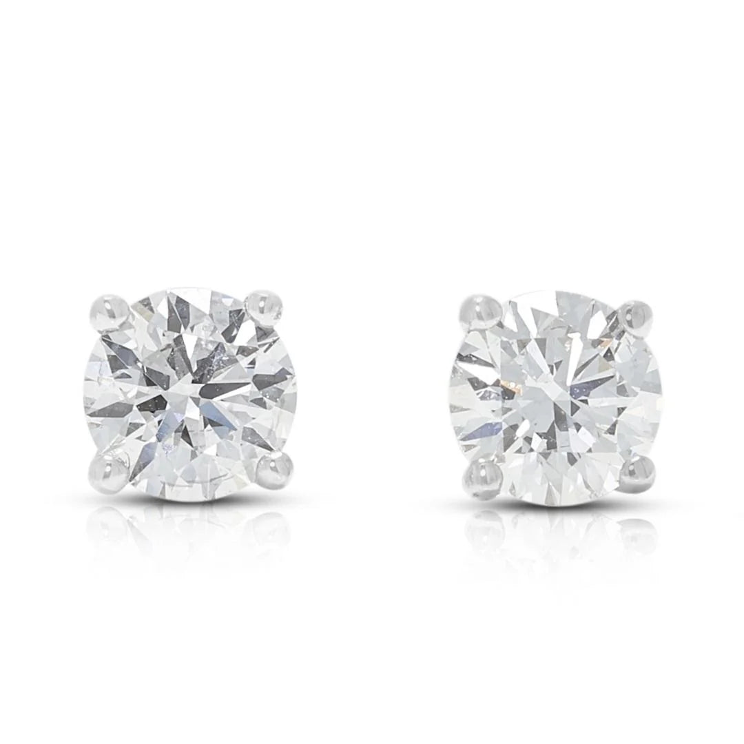 Canary 0.62ct Natural Diamond Stud Earrings in 18K White Gold ((New) - GIA Certified