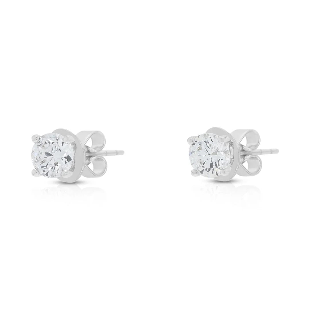 Canary 0.62ct Natural Diamond Stud Earrings in 18K White Gold ((New) - GIA Certified