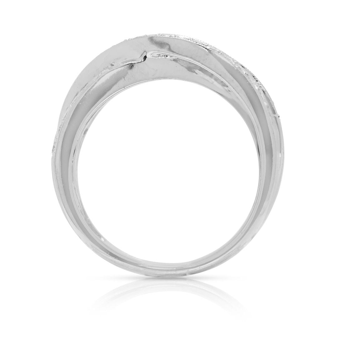 Captivating 0.48ct Natural Diamond Crossover Ring in 18K White Gold