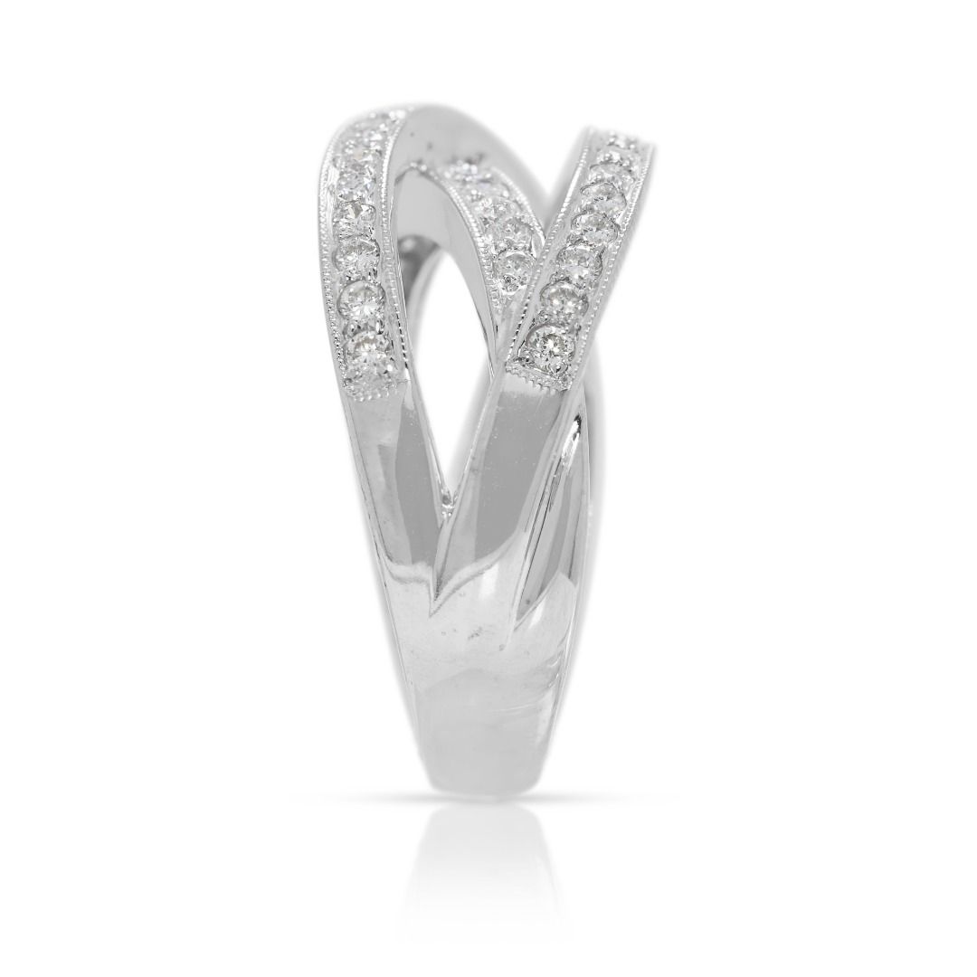 Captivating 0.48ct Natural Diamond Crossover Ring in 18K White Gold