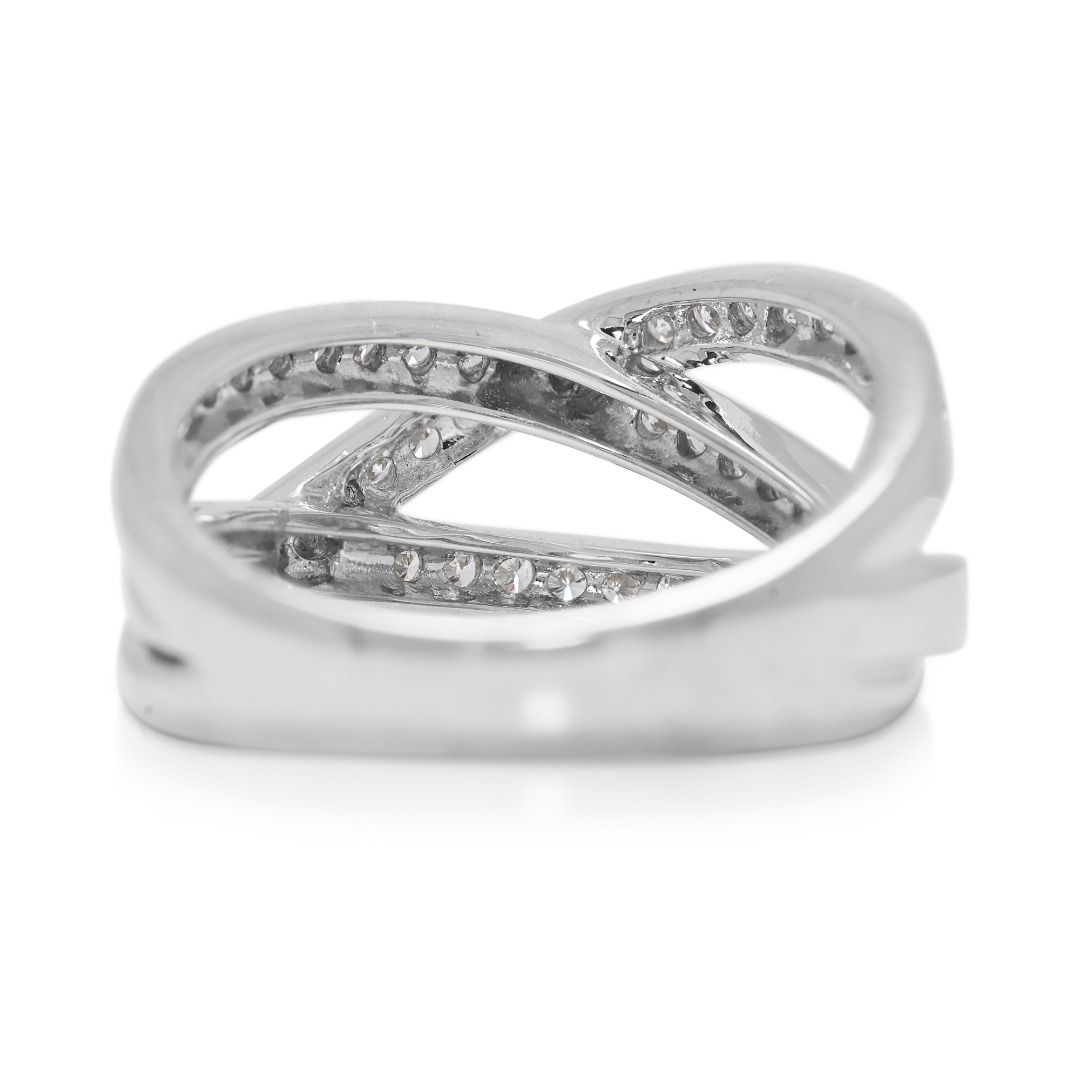 Captivating 0.48ct Natural Diamond Crossover Ring in 18K White Gold